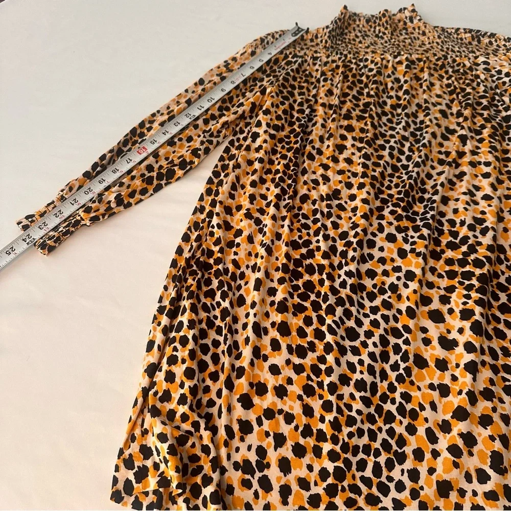 Ann Taylor Leopard Mock Turtleneck Long Sleeve Swing Dress XS extra small Petite - Picture 4 of 9